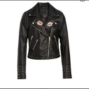 BLANKNYC Heartbreaker Printed Studded Moto Jacket XS